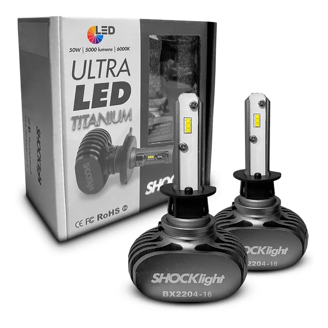 Ultra Led Shocklight Titanium 10.000 Lúmens 6000k Encaixe H1