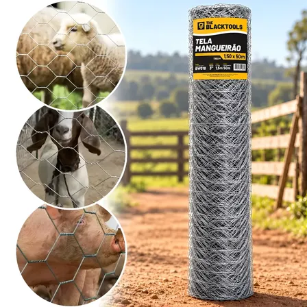 Tela Mangueirão Hexagonal 1,50m X 50m Malha 3 Galvanizada