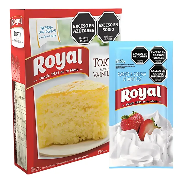 Combo Bizcochuelo Caja 500gr Y Polvo Crema Chantilly Royal