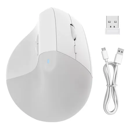 Mouse Vertical Ergonómico Inalámbricobluetooth2.4grecargable Blanco