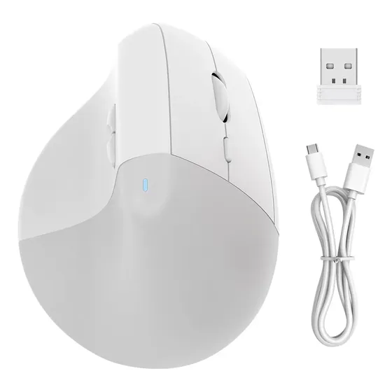 Mouse Vertical Ergonómico Inalámbricobluetooth2.4grecargable Blanco