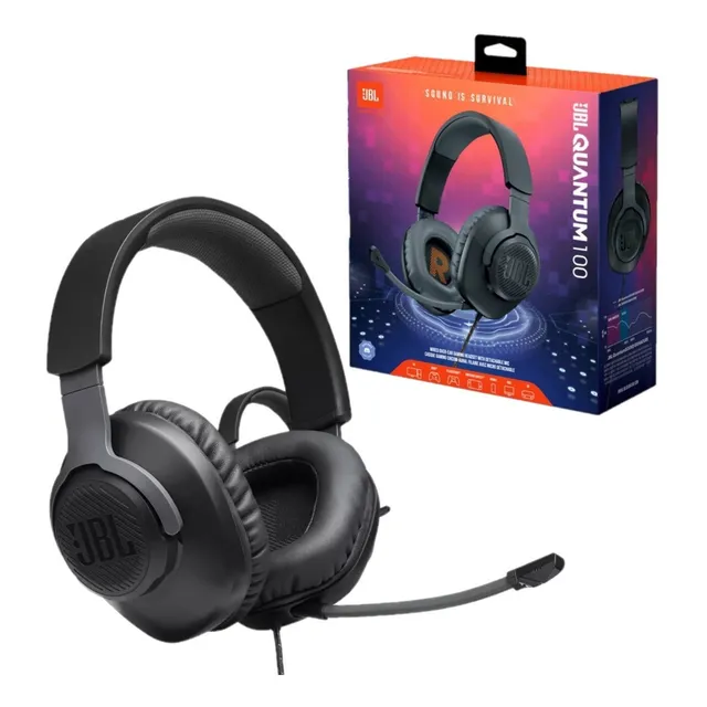 Auriculares JBL Quantum 100 Q100 M2 Gaming con micrófono desconectable color Negro