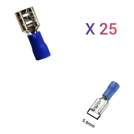 Terminal Hembra Azul Para Cable 16-14 D=5.6mm = 7/32 