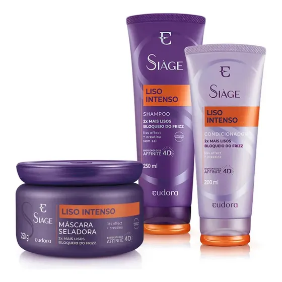 Kit Eudora Siàge Liso Intenso Shampoo+condicionador+máscara