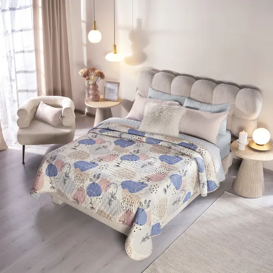 Colcha Ultra Ligera Matrimonial Málaga Color Azul