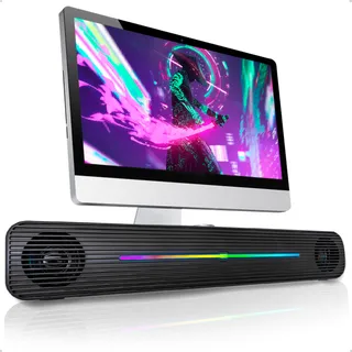 Soundbar Caixa De Som Estéreo 2.0 Pc E Tv Led Rgb Usb P2 12w Soundbar Caixa De Som Estéreo 2.0 Pc E Tv Led Rgb Usb P2 12w