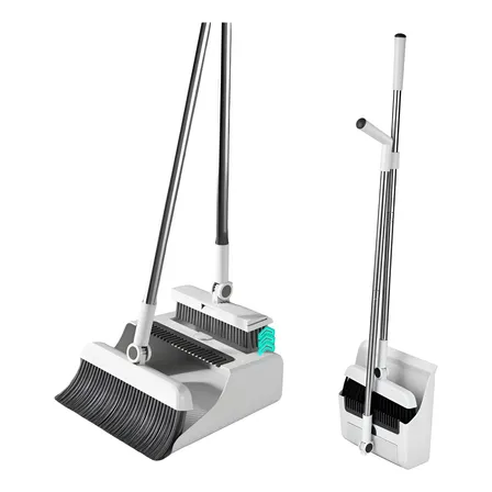 Kit Limpeza 3in1 Multiuso Vassoura Pá Limpa Cerdas Cabo Long