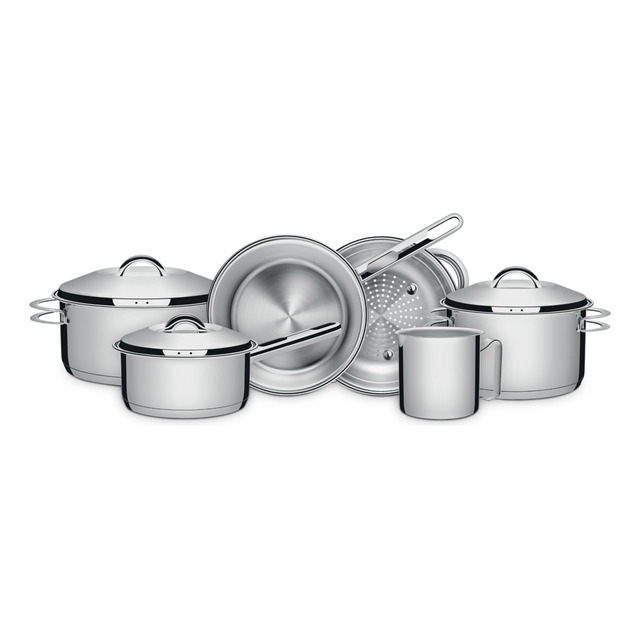 Jogo De Panelas Tramontina Solar Em Aço Inox Com Fundo Tripl Jogo De Panelas Tramontina Solar Em Aço Inox Com Fundo Tripl