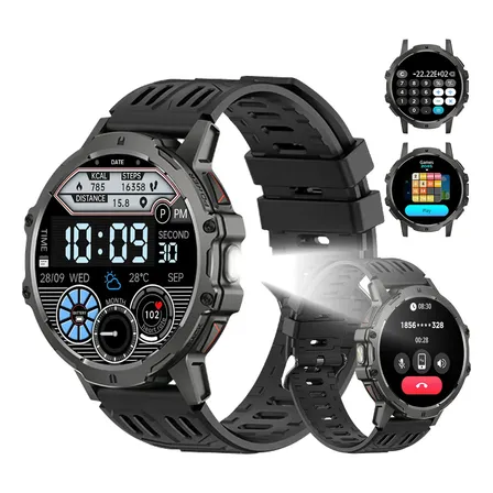 Relógio Inteligente Smartwatch 3ATM Grau Militar 1000mAh PEJE ZW15 Digital Masculino Feminino Outdoor Esportivo Bluetooth Chamadas Notificações Instantâneas 123 Modos Esportivos Com Lanterna