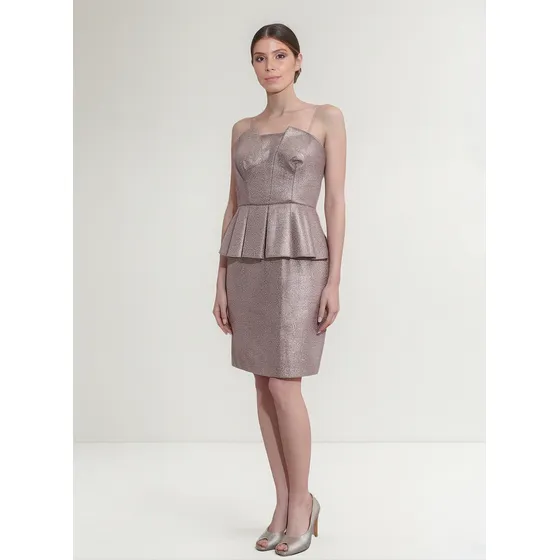 Vestido Strapless Metalizado Rosa Viejo Gladys-t