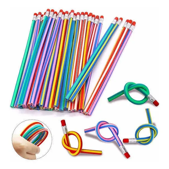 Lápices Flexibles Pack X 10 Lápiz Souvenir Colores Con Goma