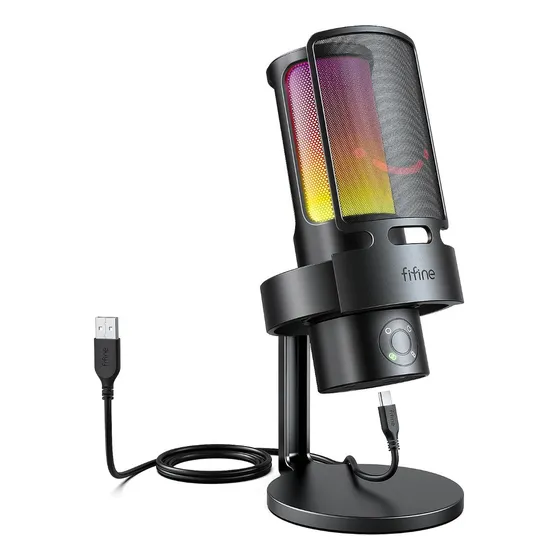 Microfone Condensador Usb Rgb Fifine Ampligame A8