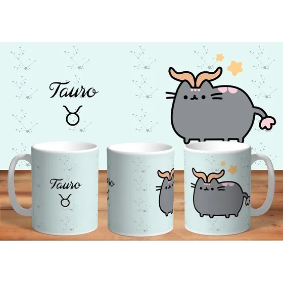 Taza De Ceramica Sublimada Gato Kawaii: Tauro