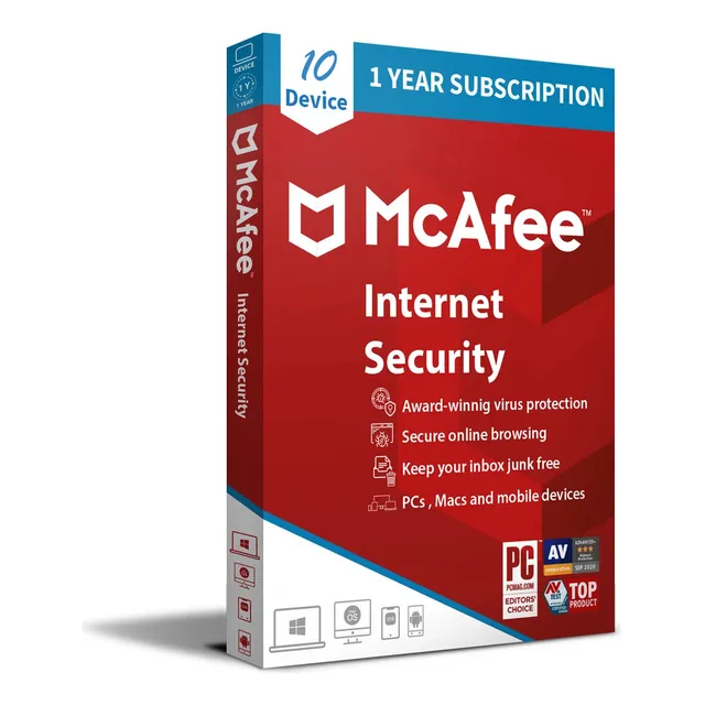 Antivirus Mcafee Internet Security +10 Dispositivos [1 Año]