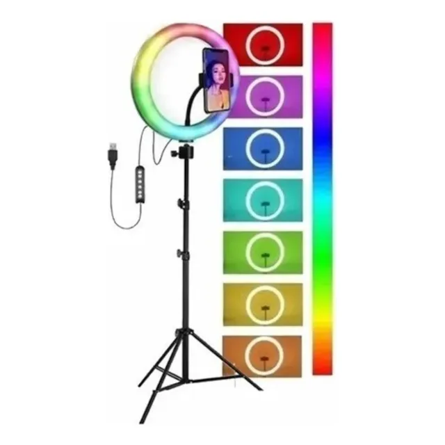 Aro De Luz Grande Celular Rgb Soporte Tripode Fotografia Led