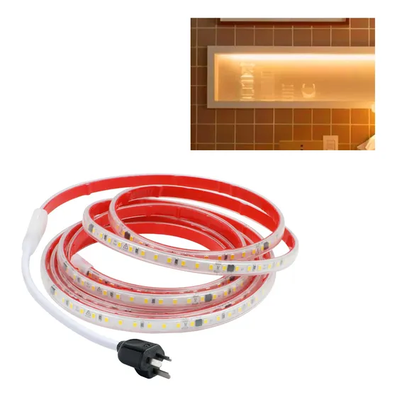 Tira Led 10mts Siliconada Luz Calida 220v Mesada Alacena 