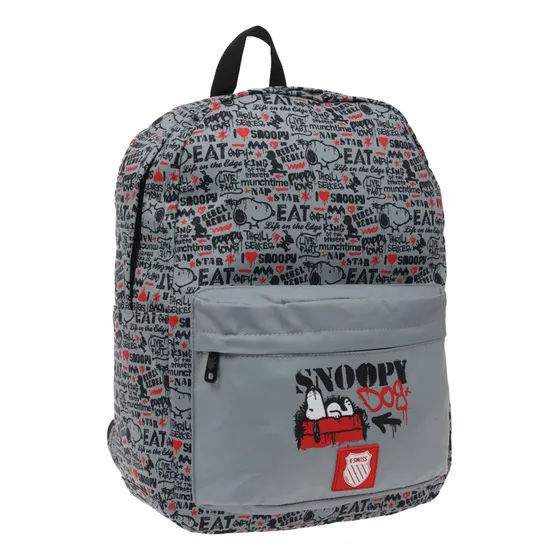 Mochila Escolar K-swiss Snoopy Graffiti Ii Color Gris Diseño de la tela Lisa