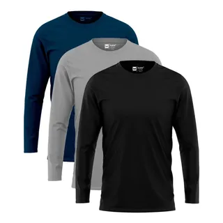 Kit 3 Camiseta Manga Longa Masculina Slim AlgodĂŁo 30.1 Zaroc Kit 3 Camiseta Manga Longa Masculina Slim AlgodĂŁo 30.1 Zaroc