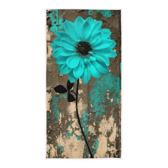 Juego Toalla Mano Girasol Verde Azulado Elegante Cocina