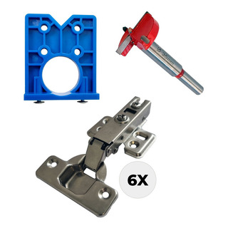 Kit Gabarito Guia Caneco Com 6 Dobradiças Amort. Fresa 35mm Kit Gabarito Guia Caneco Com 6 Dobradiças Amort. Fresa 35mm
