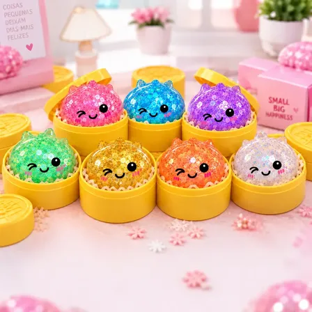 Squish Colorido Antistress Macio Brilhante Sensorial Viral Aleatória