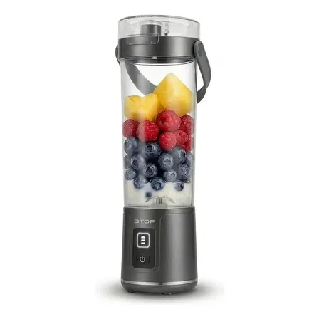 Liquidificador Portatil Mini Com Copo Sem Fio 12 Laminnas Cinza Portatil
