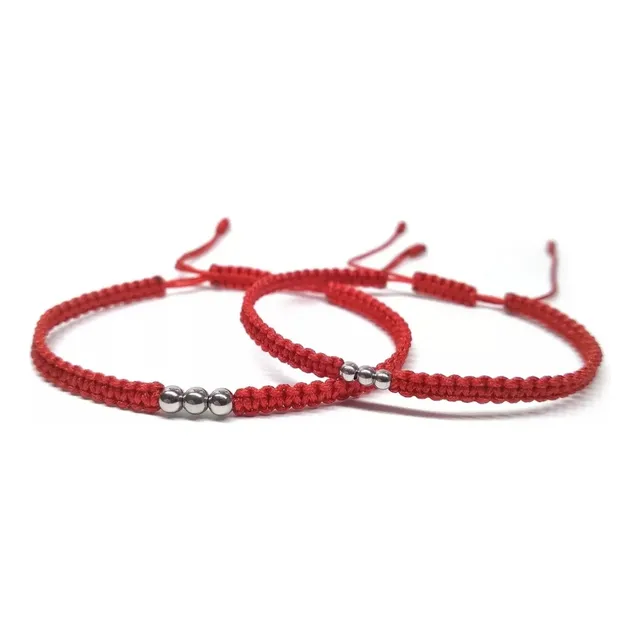 Pulseras Rojas Parejas Balines Acero Hombre Mujer (par)