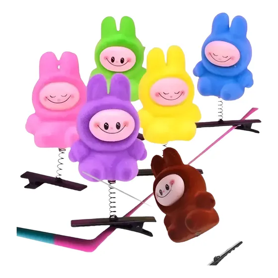 Broches Clip Labubu Kawaii Decorativos Con Resorte Pack X5
