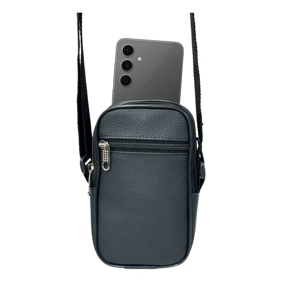 Portacelular Bandolera Mini Bag Básico Negro Cierre