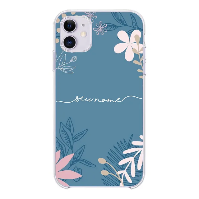 Capa Capinha Personalizada Com Nome Floral Azul Agua