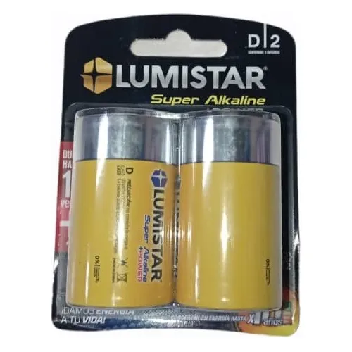 Pila Bateria Super Alkalina D Lr20 2pzas 1.5v Lumistar