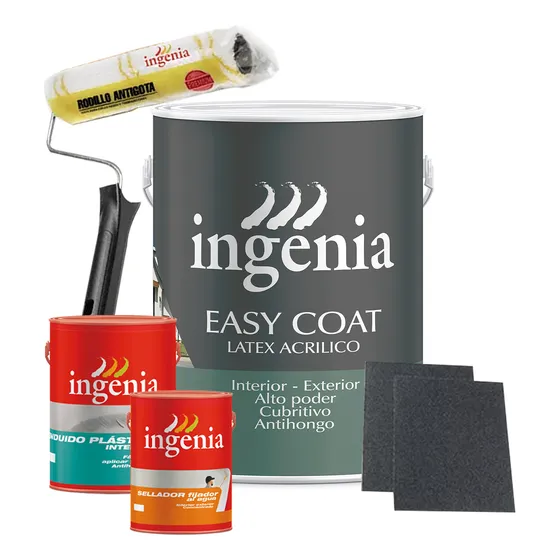 Latex Easy Coat 20 Lts Enduido Fijador Rodillo Lija Ingenia