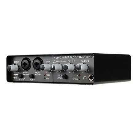 Interface de Áudio USB Teyun q24 24bit 192kHz AudioBox 2 Entradas 4 Saídas
