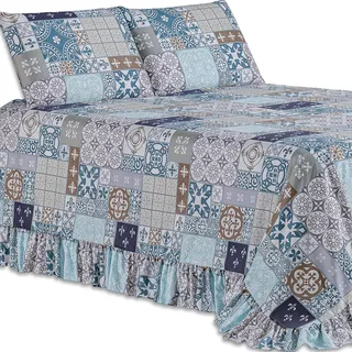 Colcha Premium King 3 Peças Percal 400 Fios Toque Macio Colcha Premium King 3 Peças Percal 400 Fios Toque Macio