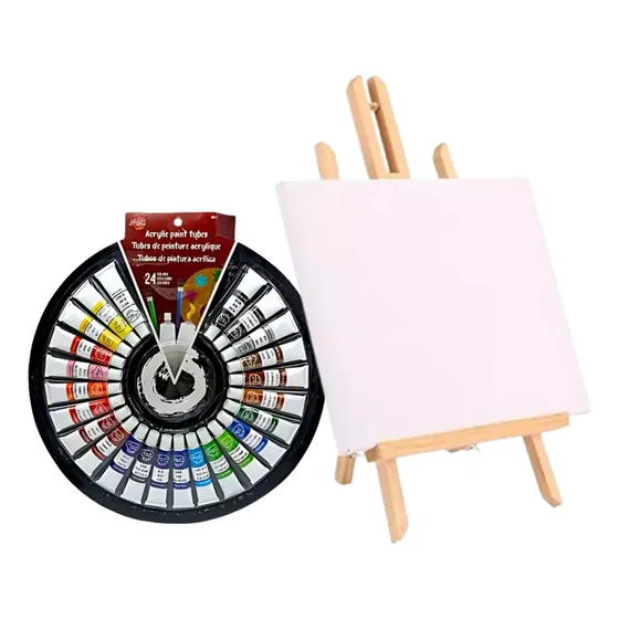 Lienzo Caballete Madera Pintura Oleo Y Pinturas Acrilicas