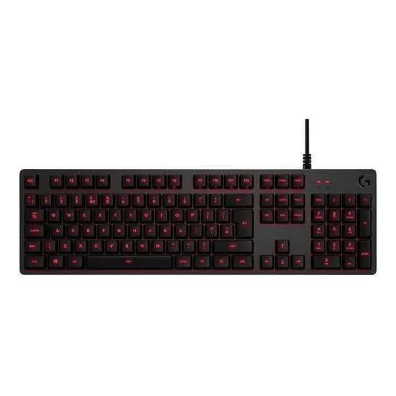 Teclado gamer Logitech Serie G G413 QWERTY português Brasil cor carvão com luz vermelho