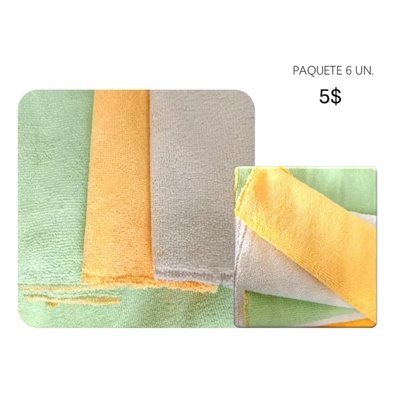Paño Microfibra Tela Super Absorbente Multiples Usos! X 6u.