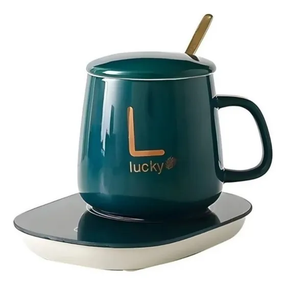 Taza Cerámica Verde C/base Calentadora Líquidos 220v V799