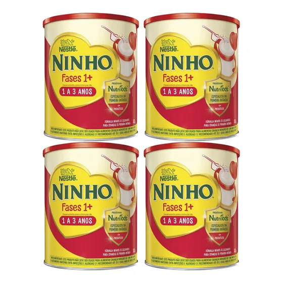 Nestlé Ninho Fases 1+ kit 4 latas leite Em pó 1+ 800g em cada lata