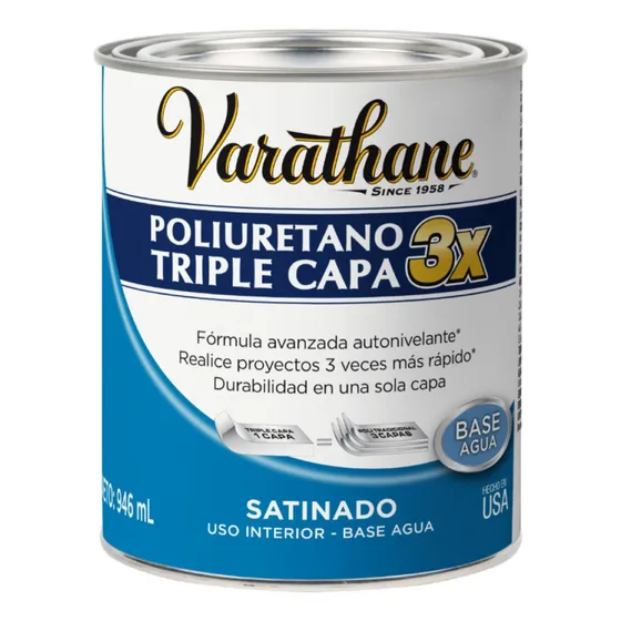 Barniz Poliuretano 3 Capa 946ml Transparente Sat Varathane