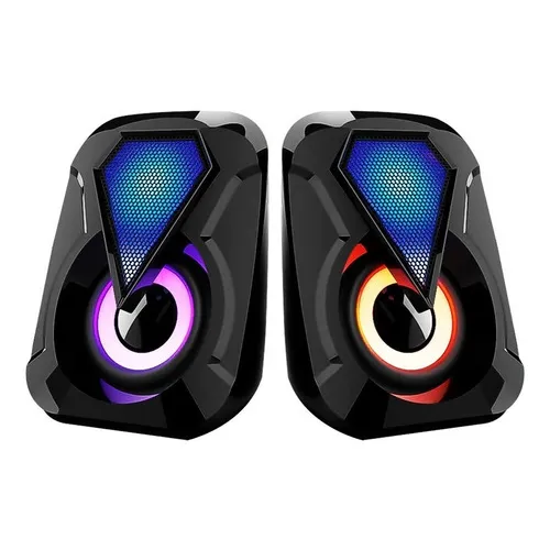 Altavoces Para Pc Multimedia 2.0 Por Usb Y Plug 3,5mm Ledrgb Color Negro