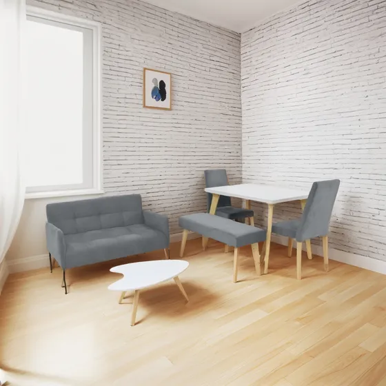 Combo Sofá Olivia Con Set De Comedor Lugo Matiz 4p