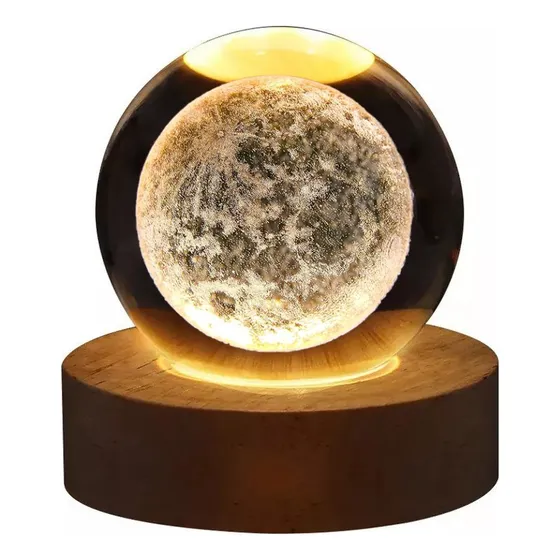 Lampara De Noche Led 3d Galaxia Bola Cristal, Saturno