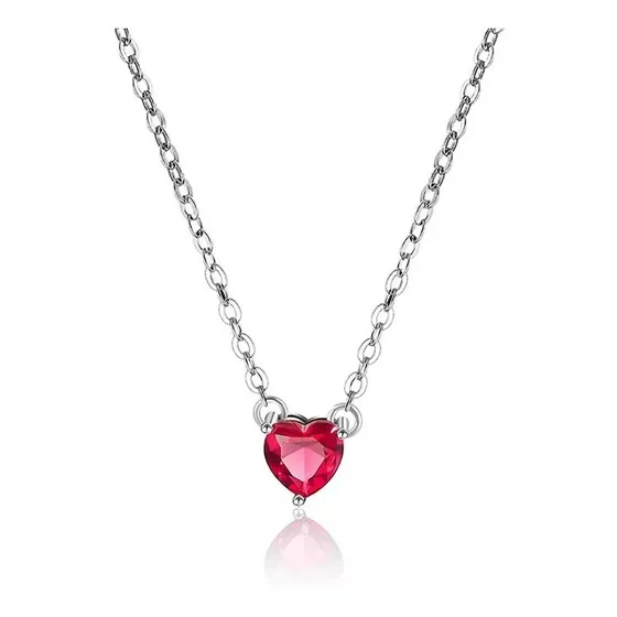Collar Mini Corazon Cristal Rojo /todojoyas