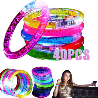 40 Pulseras Luz Led Colores Acrílico Rígido Para Fiesta 40 Pulseras Luz Led Colores Acrílico Rígido Para Fiesta
