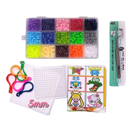 Kit Inicial 1.500 Hama Beads 5mm + Acessórios P/ Pixel Arte
