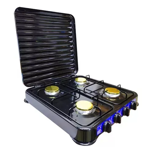 Cocina A Gas 4 Hornillas Con Tapa Lotus Jk004-blk