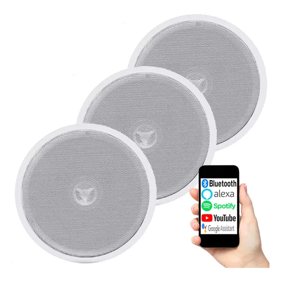 Arandela Redonda Som Ambiente Alto Falante Auto Bluetooth
