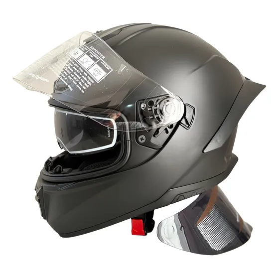 Casco Integral L55 Dot-ece Deportivo Con Alerón Doble Visor Negro Mate Monocolor L