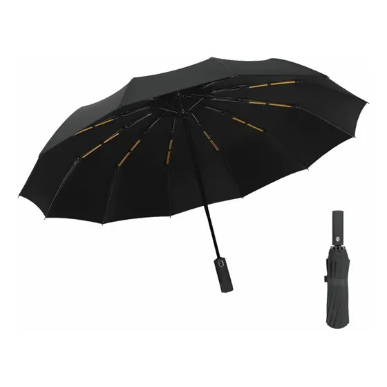 Paraguas Homheal Mx-1269 De Mango Recto Color Negro